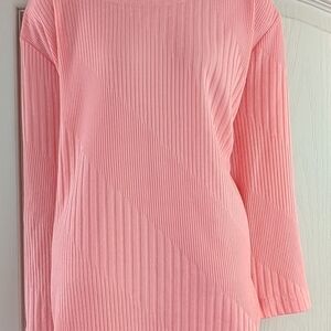 Elegant Pink Ribbed Women's Top